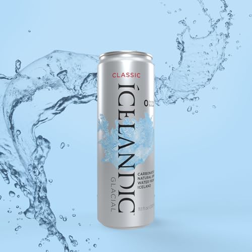 Icelandic Glacial Sparkling Water Unflavored 330ml / 11.1 Fl Oz Cans (Pack of 10) - Pure Hydration on-the-go
