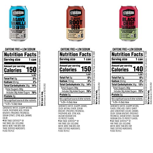 Stubborn Soda 3 Flavor Variety Pack 12oz Cans (12 Pack) | Fair Trade Certified | Families | Picnics and Parties | 12x12o