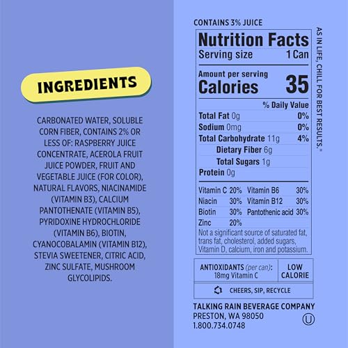 Popwell Blackberry Lime Better-For-You Prebiotic Soda, 12 Fl Oz Cans (Pack of 12) with 6g Fiber and Immunity Support
Pop